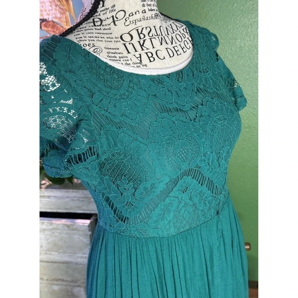 Green Forest Fairy Maxi Dress Boho Whimsy Juniors XS Girls 14 Witchy Cottage